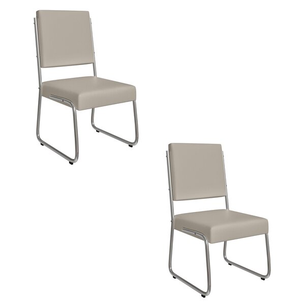 Conjunto 2 Cadeiras Em Corano Mônaco Cromado/off White