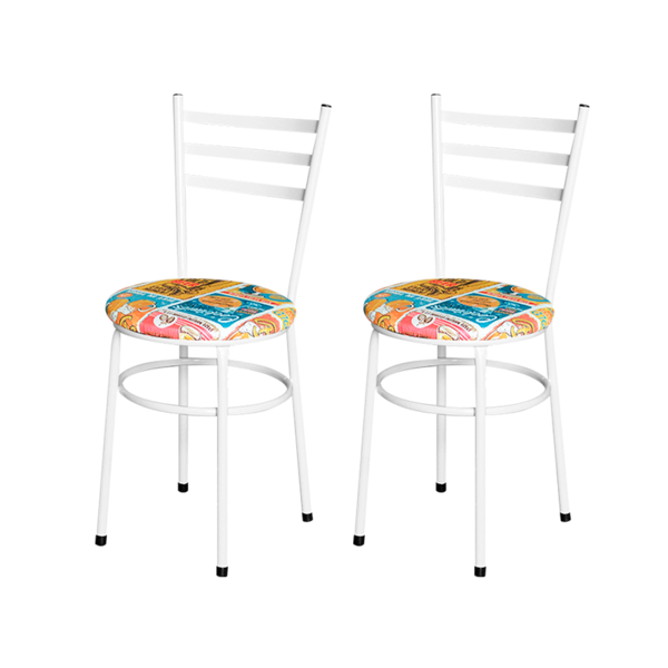 Conjunto 2 Cadeiras Epoxi Branca Para Cozinha Com Assento Per