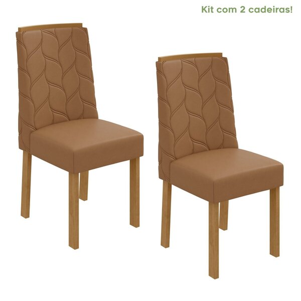 Conjunto 2 Cadeiras Estofadas Astrid  Amêndoa Clean/corino Ca