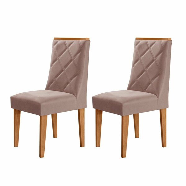 Conjunto 2 Cadeiras Estofadas Ester Capuccino/naturalle