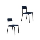 Conjunto 2 Cadeiras Estofadas Fixa Empilhável Fit Azul City /
