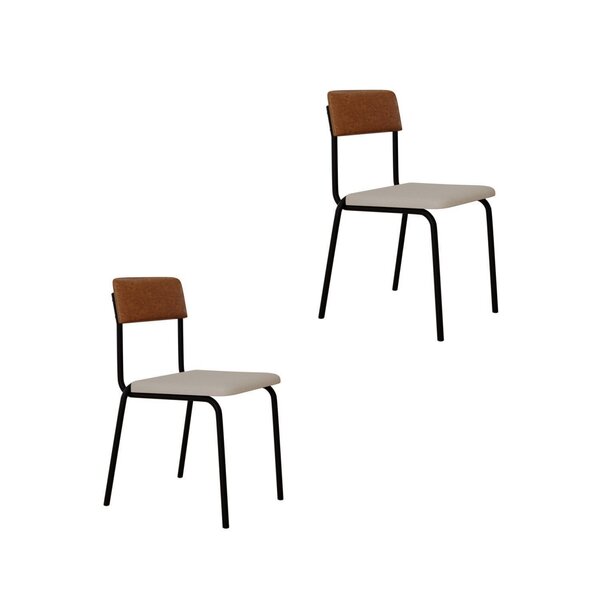 Conjunto 2 Cadeiras Estofadas Fixa Empilhável Fit Palha Corri