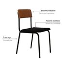 Conjunto 2 Cadeiras Estofadas Fixa Empilhável Fit Preto / Car