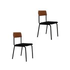 Conjunto 2 Cadeiras Estofadas Fixa Empilhável Fit Preto / Car