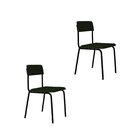 Conjunto 2 Cadeiras Estofadas Fixa Empilhável Fit Verde Musgo