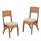 Conjunto 2 Cadeiras Estofadas Freijo/linho Bege Claro