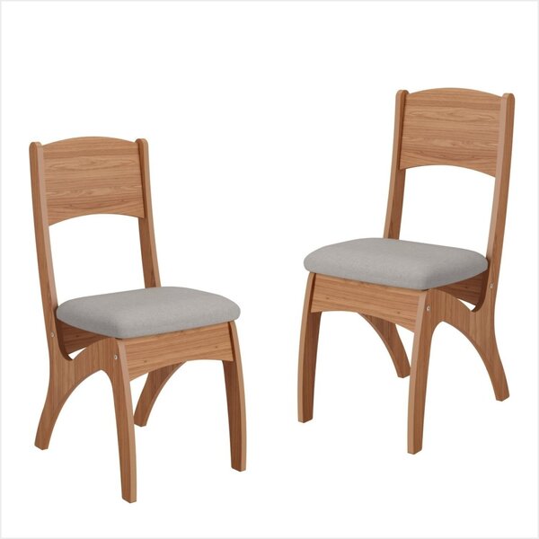 Conjunto 2 Cadeiras Estofadas Freijo/liso Claro