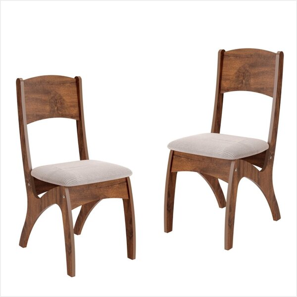 Conjunto 2 Cadeiras Estofadas Nobre/bege Rústico