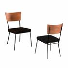 Conjunto 2 Cadeiras Grécia Em Couro Preto E Metal Preto