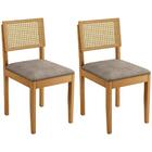 Conjunto 2 Cadeiras Jade 03 Com Rattan Verona Grafite Pés Em