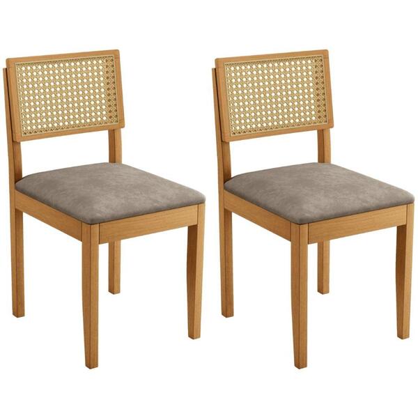 Conjunto 2 Cadeiras Jade 03 Com Rattan Verona Grafite Pés Em