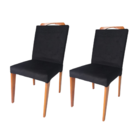 Conjunto 2 Cadeiras Jantar Estofadas Hellena Suede Preto