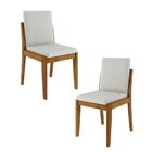 Conjunto 2 Cadeiras Lady Em Madeira Maciça Mel Natural/linho