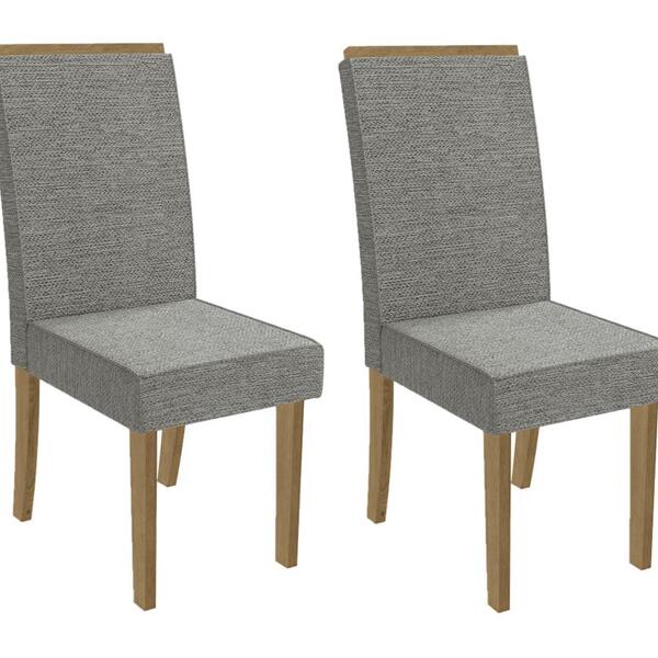 Conjunto 2 Cadeiras Madeira Eucalipto Linho Freijó/cinza