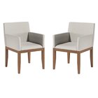 Conjunto 2 Cadeiras Madeira Maciça Eva Com Braços Estofados E