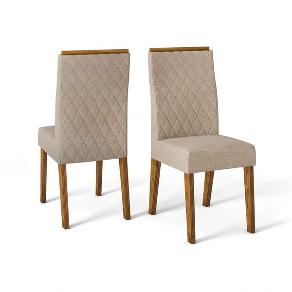 Conjunto 2 Cadeiras New Maia Para Sala De Jantar Estofada Dj
