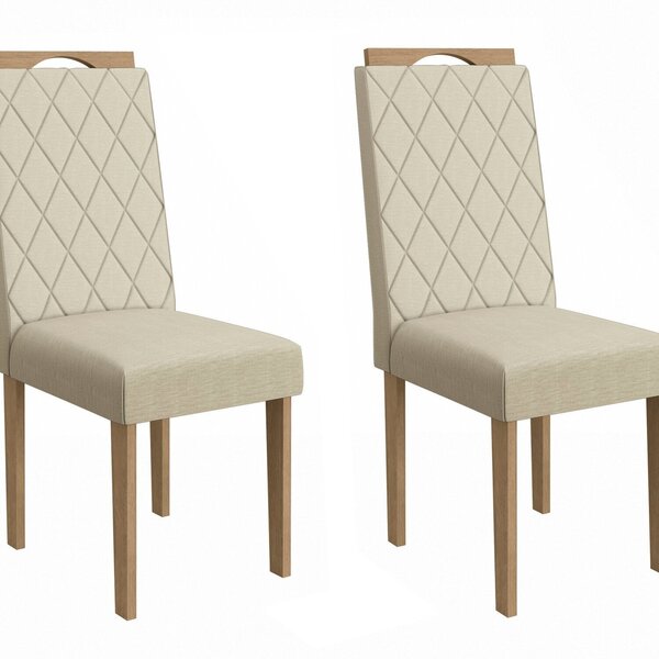 Conjunto 2 Cadeiras Para Sala De Jantar Cad153 Freijo/bronze/