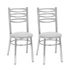 Conjunto 2 Cadeiras Para Sala De Jantar Cromado/branco