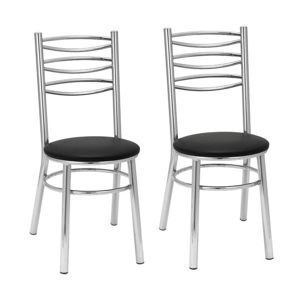 Conjunto 2 Cadeiras Para Sala De Jantar Cromado/preto