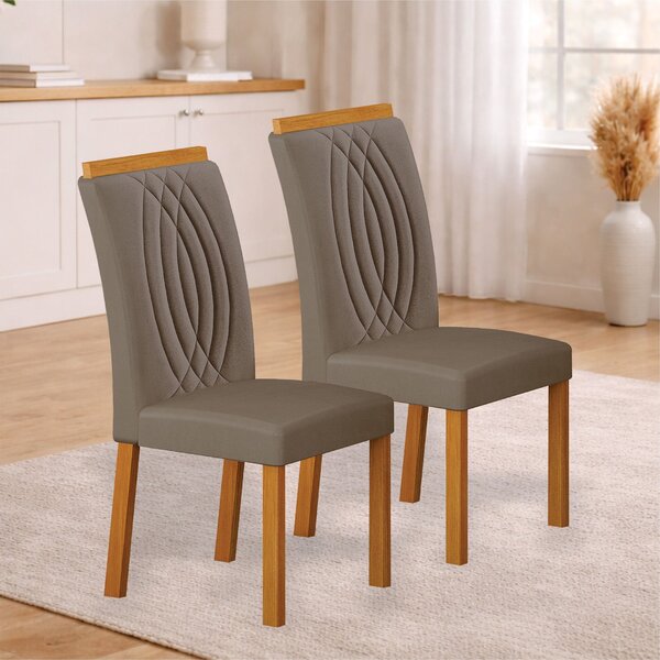 Conjunto 2 Cadeiras Para Sala De Jantar Doha Freijó/camurça