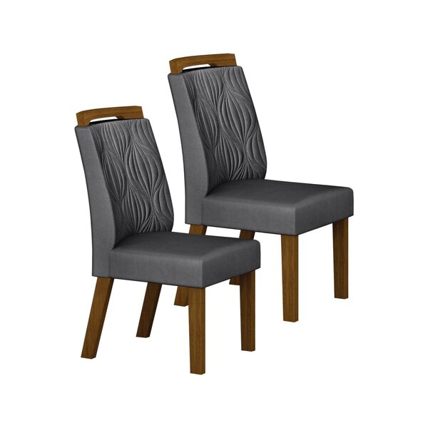 Conjunto 2 Cadeiras Para Sala De Jantar Ilheus Freijó/chumbo