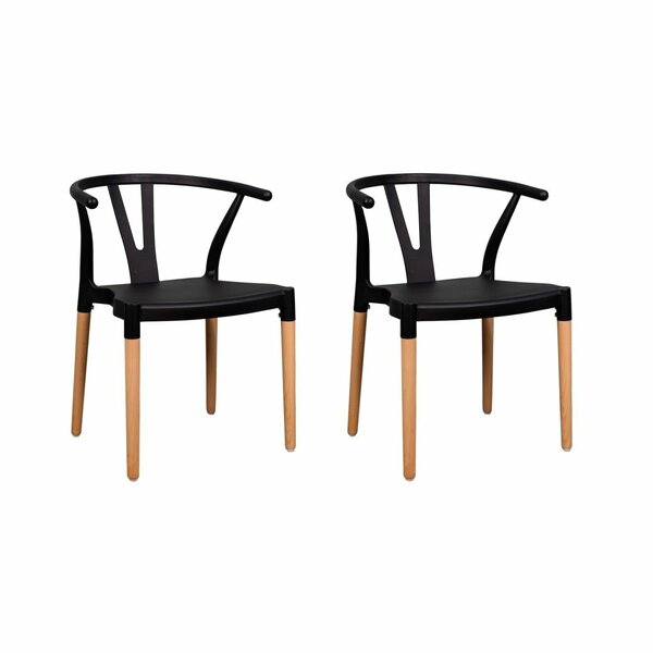 Conjunto 2 Cadeiras Polipropileno Wishbone Yescasa Preto