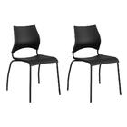 Conjunto 2 Cadeiras Preta E Tubo Preto