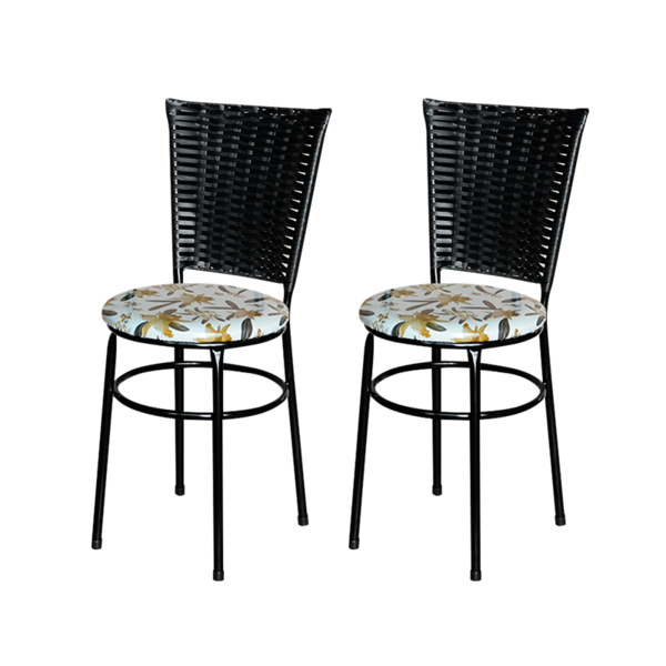 Conjunto 2 Cadeiras Preta Para Cozinha Hawai Com Assento Pers