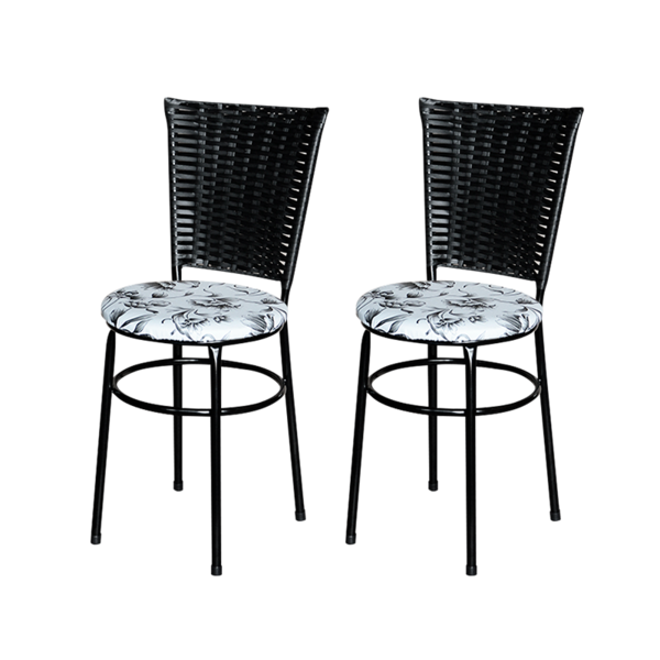 Conjunto 2 Cadeiras Preta Para Cozinha Hawai Com Assento Pers