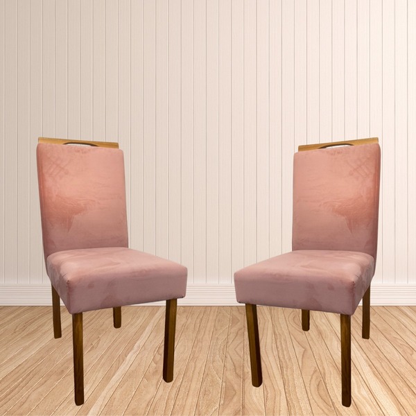 Conjunto 2 Cadeiras Safira Lisa Veludo Rose
