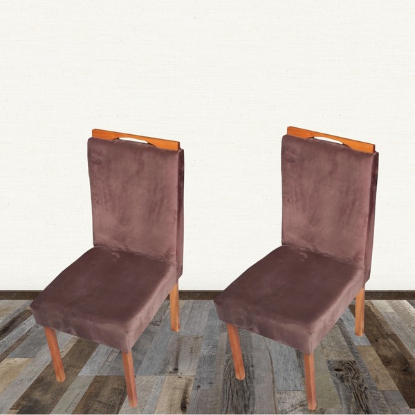 Conjunto 2 Cadeiras Safira Veludo Marrom Lisa