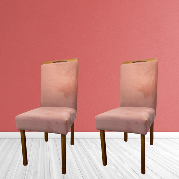 Conjunto 2 Cadeiras Safira Veludo Rose Lisa