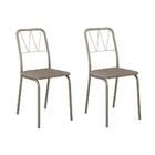 Conjunto 2 Cadeiras Tubo Champagne Tecido Bege