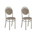 Conjunto 2 Cadeiras Tubo Champagne Tecido Bege Carraro