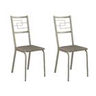 Conjunto 2 Cadeiras Tubo Champanhe Tecido Bege Carraro