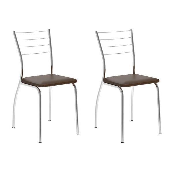 Conjunto 2 Cadeiras Tubo Cromado Napa Marrom