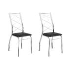 Conjunto 2 Cadeiras Tubo Cromado Napa Preta