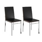 Conjunto 2 Cadeiras Tubo Cromado Napa Preta 1729 Carraro