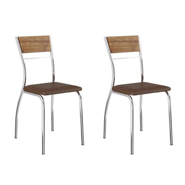 Conjunto 2 Cadeiras Tubo Cromado Native Napa Marrom Carraro