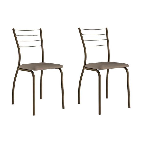 Conjunto 2 Cadeiras Tubo Ouro Velho Tecido Camurça Carraro