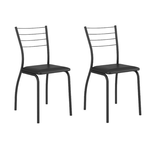 Conjunto 2 Cadeiras Tubo Preto Napa Preta Carraro