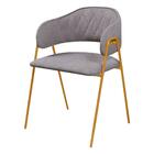 Conjunto 2 Cadeiras Veneza No Boucle Cinza E Metal Dourado