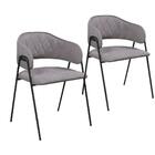 Conjunto 2 Cadeiras Veneza No Bouclé Cinza E Metal Preto