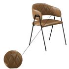 Conjunto 2 Cadeiras Veneza No Couro Caramelo E Metal Preto