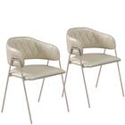 Conjunto 2 Cadeiras Veneza No Couro Pérola E Metal Champanhe