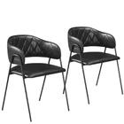 Conjunto 2 Cadeiras Veneza No Couro Preto E Metal Preto