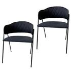 Conjunto 2 Cadeiras Veneza No Linho Preto E Metal Preto