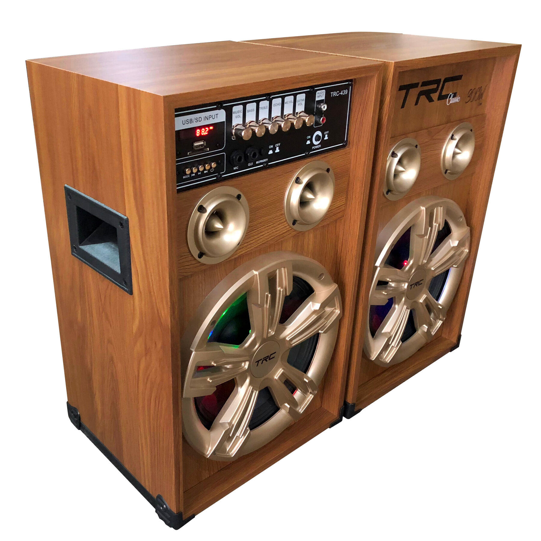 Conjunto 2 Caixas Amplificadas Trc Com Mp3. Fm. Bluetooth. 300wrms