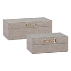 Conjunto 2 Caixas Decorativas De Madeira Revestidas Em Tecido