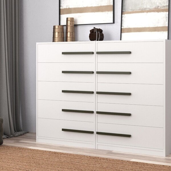 Conjunto 2 Cômodas 5 Gavetas 60cm Violeta Espresso Móveis Bra